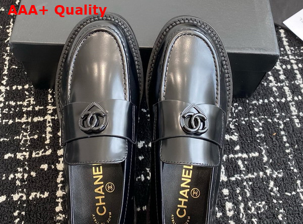 Chanel Moccasins Shiny Calfskin Black G46072 Replica