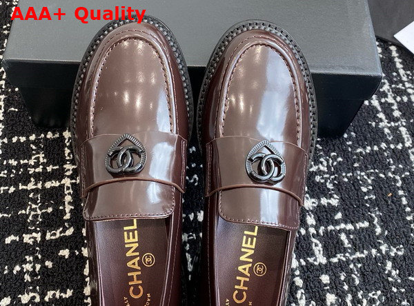 Chanel Moccasins Shiny Calfskin Brown G46072 Replica