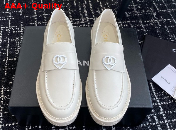 Chanel Moccasins White Calfskin G46072 Replica