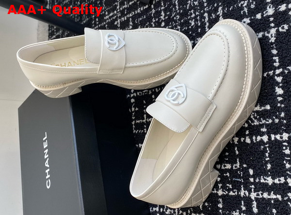 Chanel Moccasins White Calfskin G46072 Replica