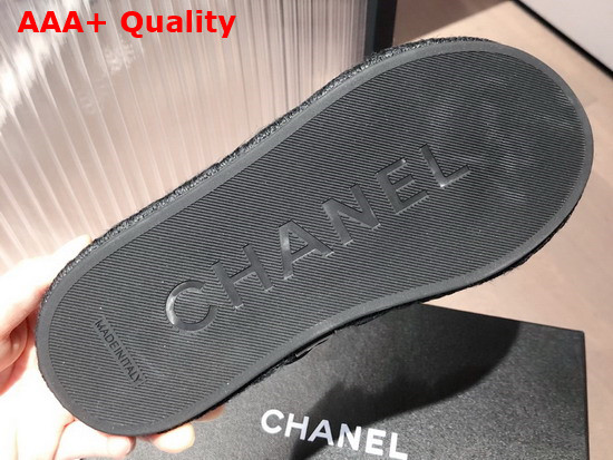 Chanel Mules Black Fabric and Lambskin Replica