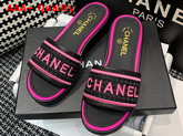 Chanel Mules Black Lambskin and Embroideries Black and Pink G36557 Replica