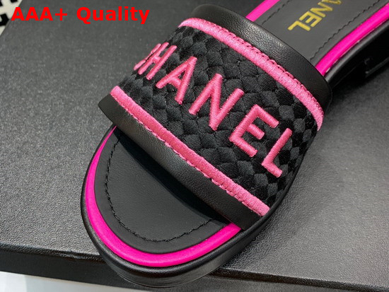 Chanel Mules Black Lambskin and Embroideries Black and Pink G36557 Replica