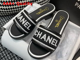 Chanel Mules Black Lambskin and Embroideries Black and White G36557 Replica