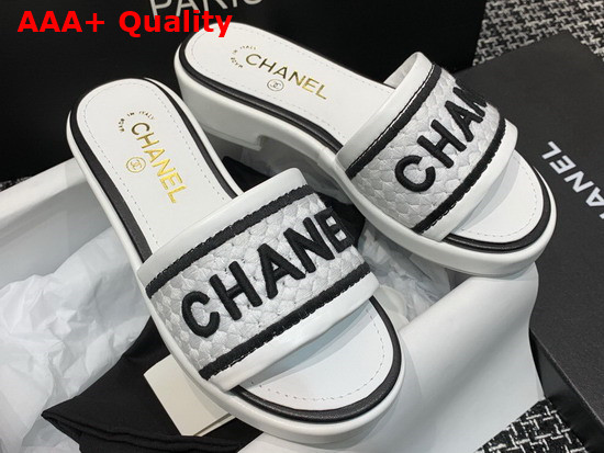 Chanel Mules Black Lambskin and Embroideries White and Black G36557 Replica