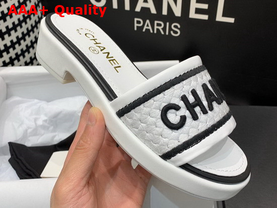 Chanel Mules Black Lambskin and Embroideries White and Black G36557 Replica