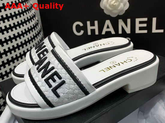 Chanel Mules Black Lambskin and Embroideries White and Black G36557 Replica