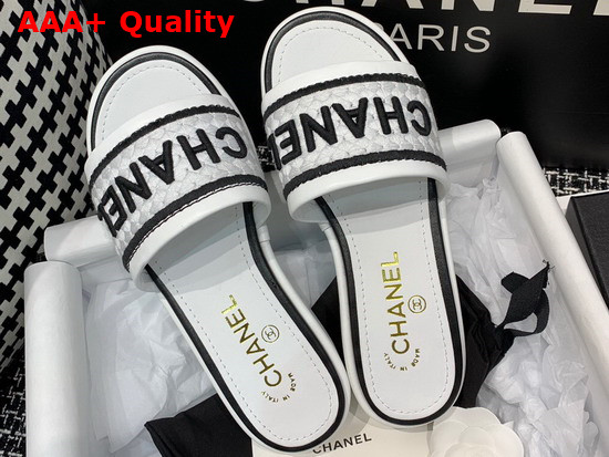 Chanel Mules Black Lambskin and Embroideries White and Black G36557 Replica