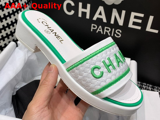 Chanel Mules Black Lambskin and Embroideries White and Green G36557 Replica