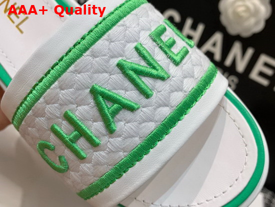 Chanel Mules Black Lambskin and Embroideries White and Green G36557 Replica