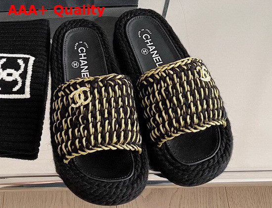 Chanel Mules Braided Knit Black Ref G38189 Replica