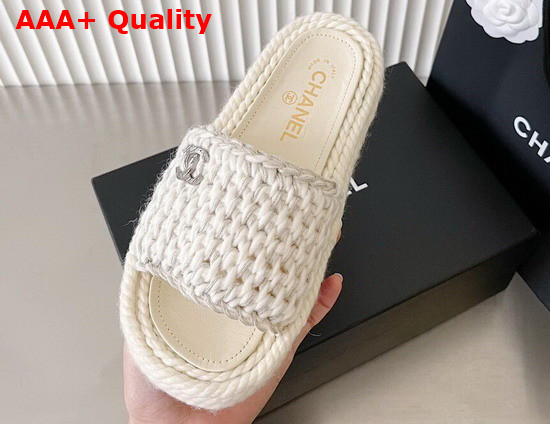 Chanel Mules Braided Knit White Ref G38189 Replica