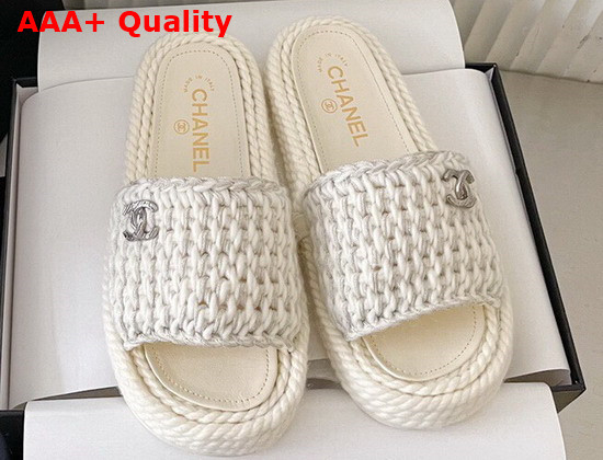 Chanel Mules Braided Knit White Ref G38189 Replica