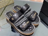 Chanel Mules Cord and Lambskin Black and White G34603