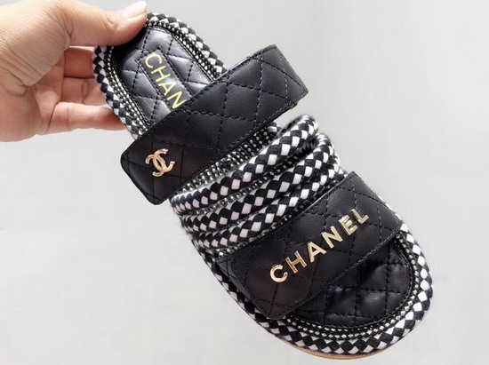 Chanel Mules Cord and Lambskin Black and White G34603