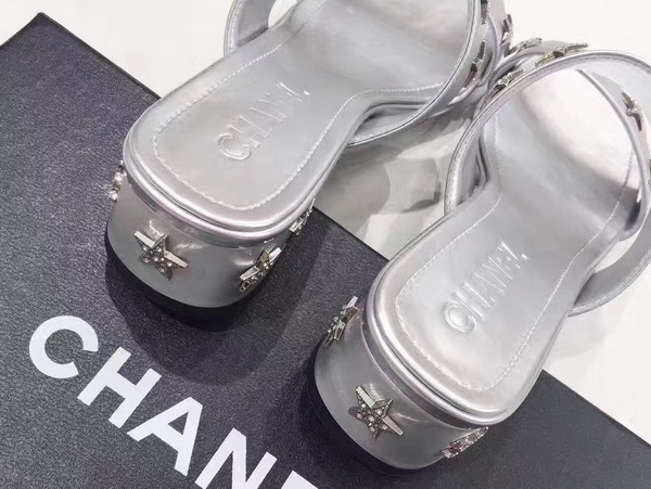 Chanel Mules Iridescent Calfskin Fantasy Pearls Silver For Sale