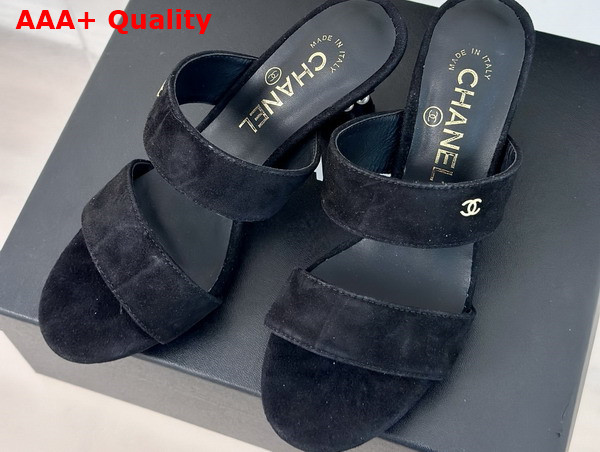 Chanel Mules Kid Suede and Imitation Pearls Black Ref G45685 Replica