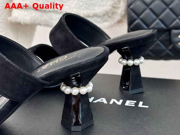 Chanel Mules Kid Suede and Imitation Pearls Black Ref G45685 Replica