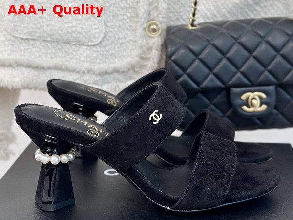 Chanel Mules Kid Suede and Imitation Pearls Black Ref G45685 Replica