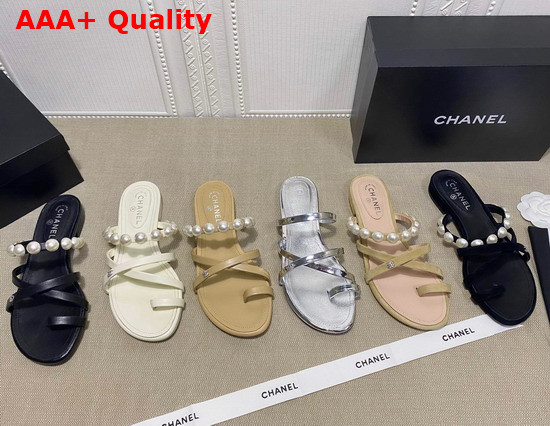 Chanel Mules Kid Suede and Pearls Black G37274 Replica