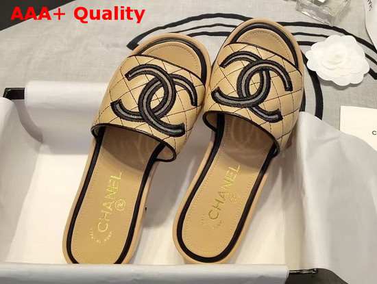 Chanel Mules Lambskin Beige G35903 Replica