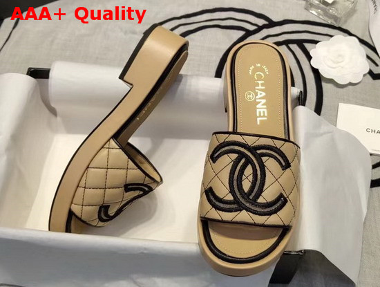 Chanel Mules Lambskin Beige G35903 Replica