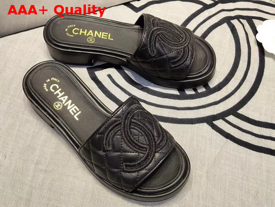 Chanel Mules Lambskin Black G35903 Replica