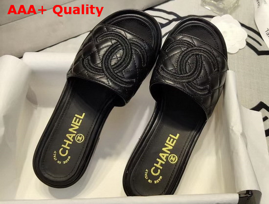 Chanel Mules Lambskin Black G35903 Replica