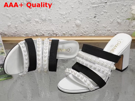 Chanel Mules Lambskin and Laminated Lambskin White G35381 Replica