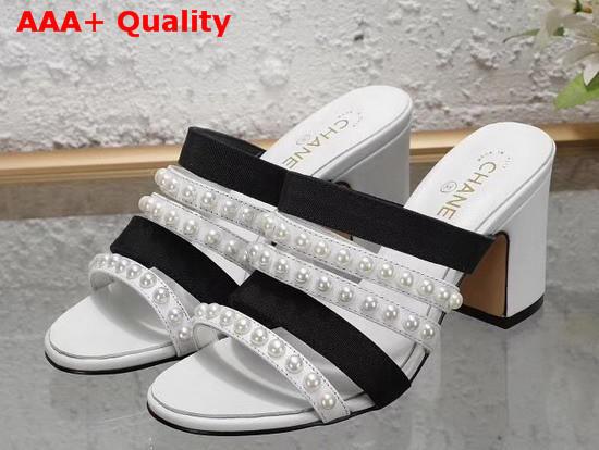 Chanel Mules Lambskin and Laminated Lambskin White G35381 Replica