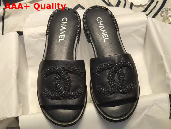 Chanel Mules Laminated Lambskin Black G35532 Replica