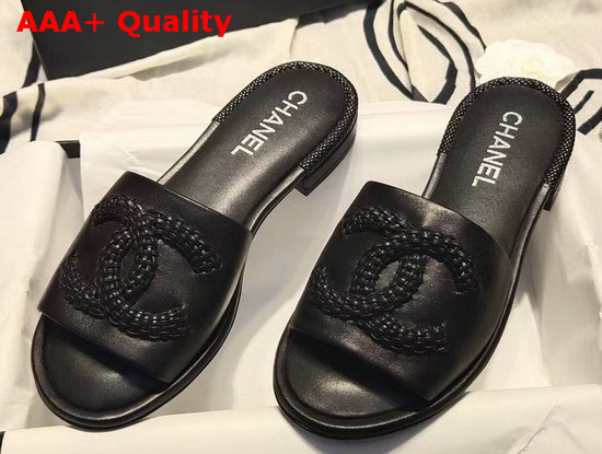 Chanel Mules Laminated Lambskin Black G35532 Replica