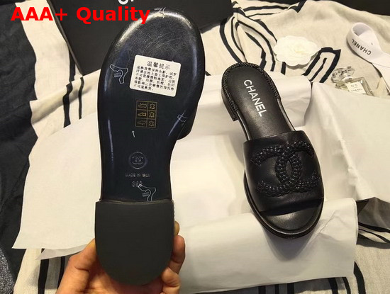 Chanel Mules Laminated Lambskin Black G35532 Replica