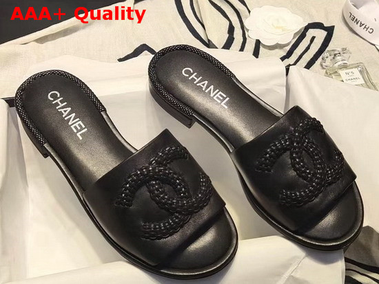 Chanel Mules Laminated Lambskin Black G35532 Replica