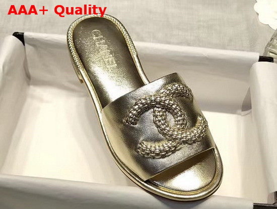 Chanel Mules Laminated Lambskin Gold G35532 Replica