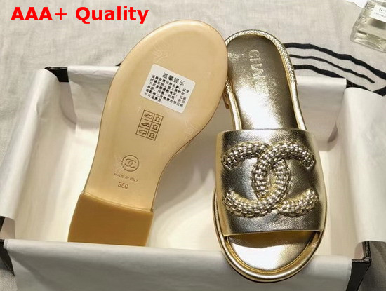 Chanel Mules Laminated Lambskin Gold G35532 Replica