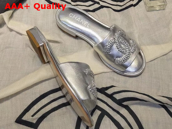 Chanel Mules Laminated Lambskin Silver G35532 Replica