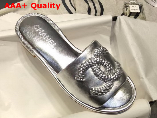 Chanel Mules Laminated Lambskin Silver G35532 Replica