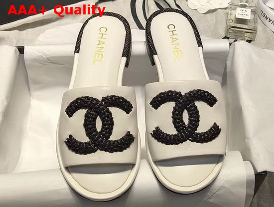 Chanel Mules Laminated Lambskin White G35532 Replica