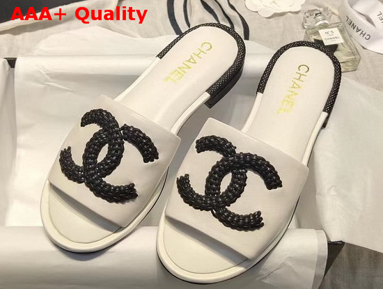 Chanel Mules Laminated Lambskin White G35532 Replica