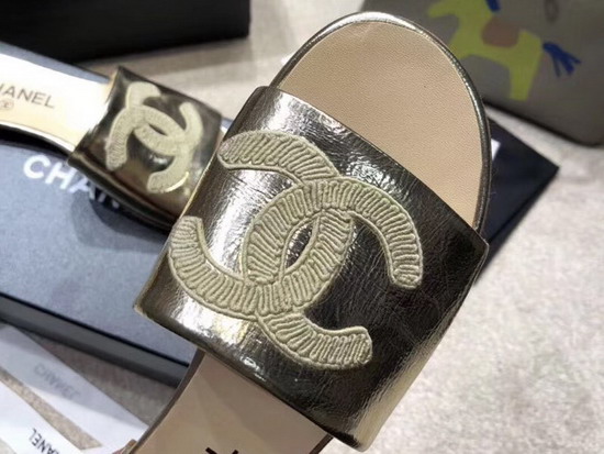 Chanel Mules Light Gold Metallic Calfskin G34067