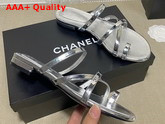 Chanel Mules Metallic Silver Leather G37274 Replica