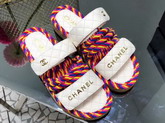 Chanel Mules Multicolor Cord and White Lambskin G34603