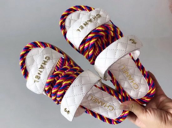 Chanel Mules Multicolor Cord and White Lambskin G34603