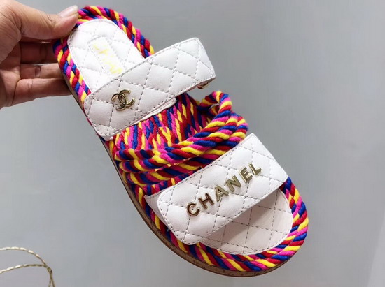 Chanel Mules Multicolor Cord and White Lambskin G34603