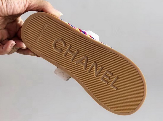 Chanel Mules Multicolor Cord and White Lambskin G34603