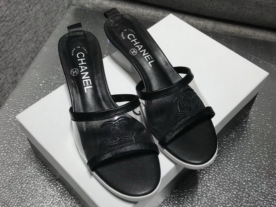 Chanel Mules PVC and Lambskin Black