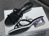 Chanel Mules PVC and Lambskin Black