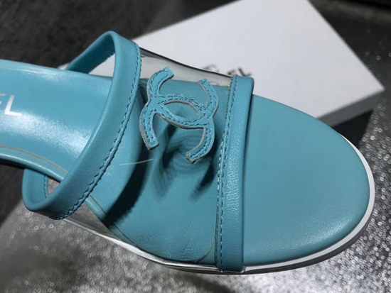 Chanel Mules PVC and Lambskin Light Blue G34871