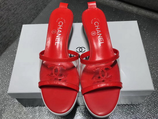 Chanel Mules PVC and Lambskin Red